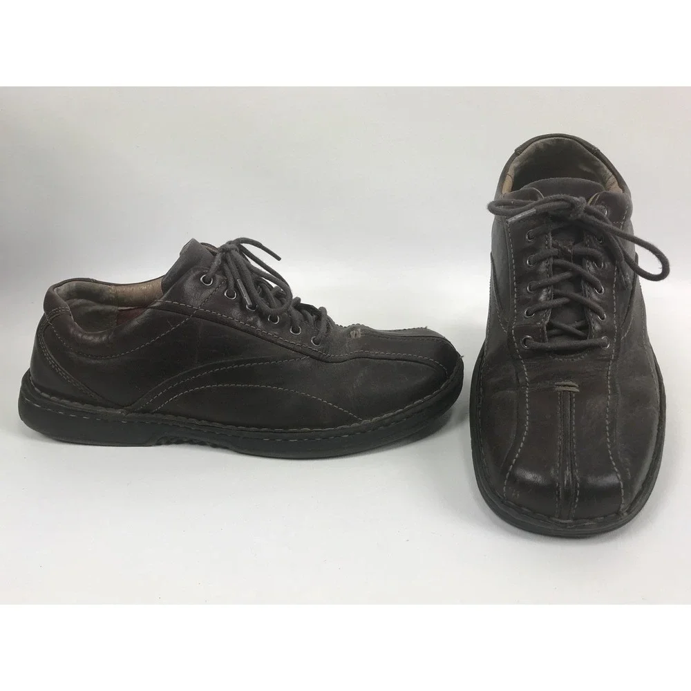 Clarks Nebulae Shoes Bicycle Toe Lace Up Loafer Mens Size 9M Brown Leather 75051